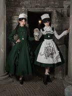 Abyss Clinic - Gothic Lolita Green Dress Set, Embroidery Accent - image 18