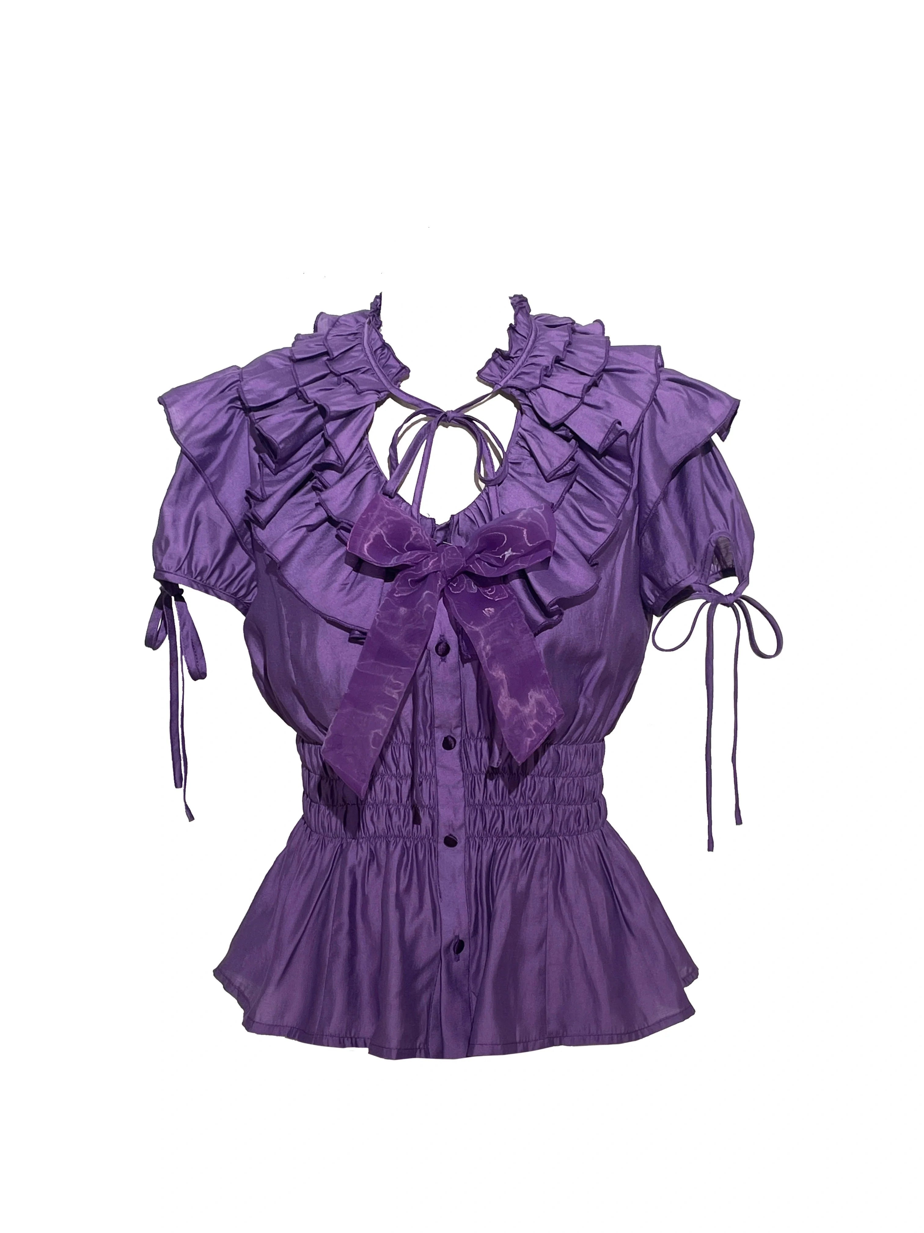 WONKA Gothic Lolita Purple Blouse and High Waist Shorts Set - image 10
