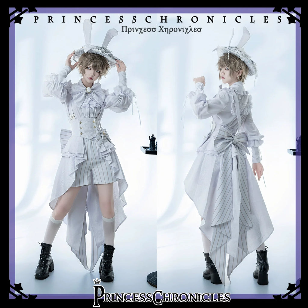 Rabbit Theater White Moonlight - Ouji Lolita Shorts Set, Rabbit Hat - image 19