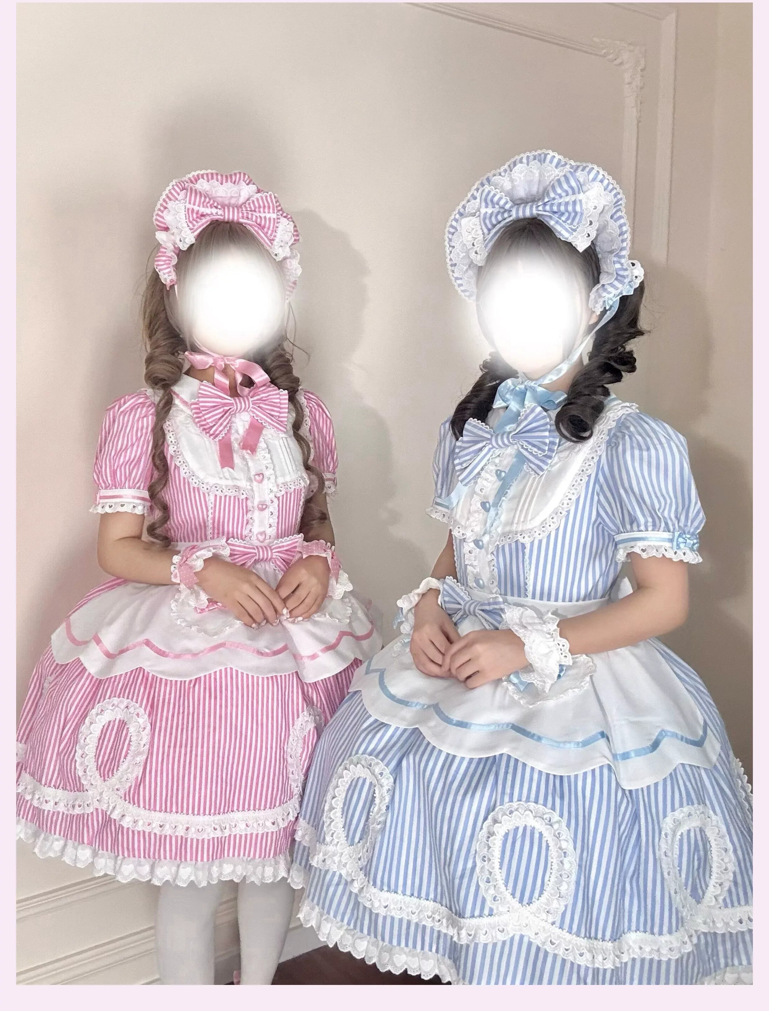 Candy Shop Manager - Old School Lolita Striped OP Dress, Detachable Apron - image 26