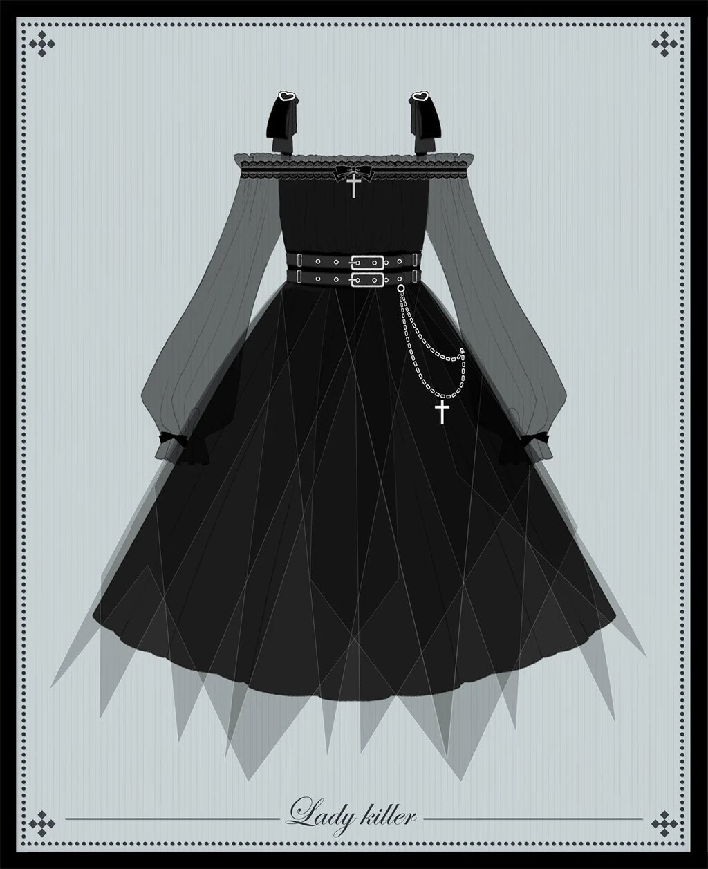 Gothic Lolita High Waist Black Dress - image 31