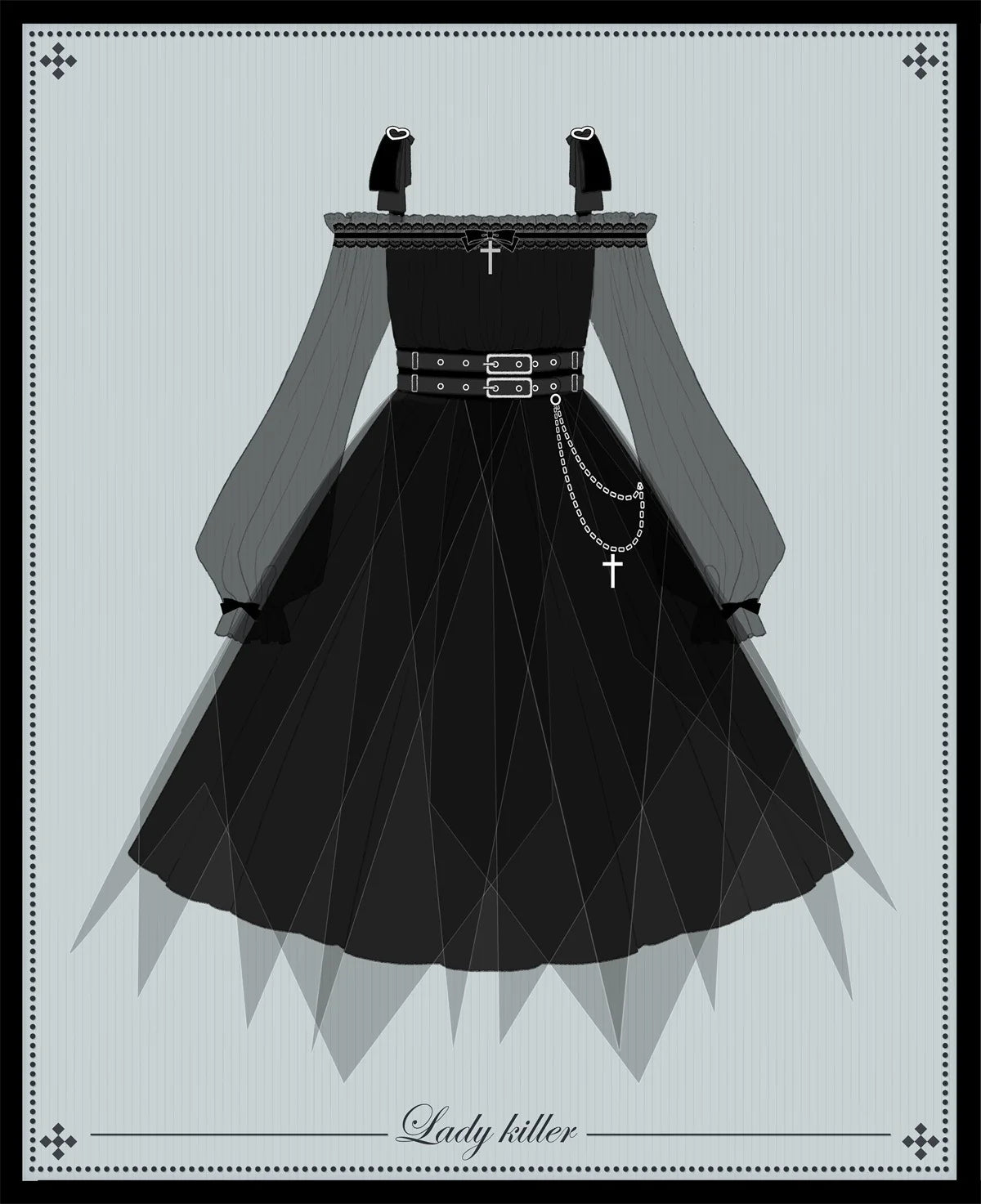 Gothic Lolita High Waist Black Dress - image 31