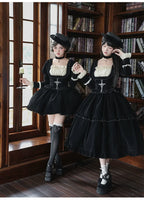 Apocalypse - Gothic Lolita Velvet OP Dress Set, Fishbone Waist - image 13