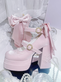 Floating Dream Lily - Elegant Lolita High Heel Shoes, Detachable Bow - image 19