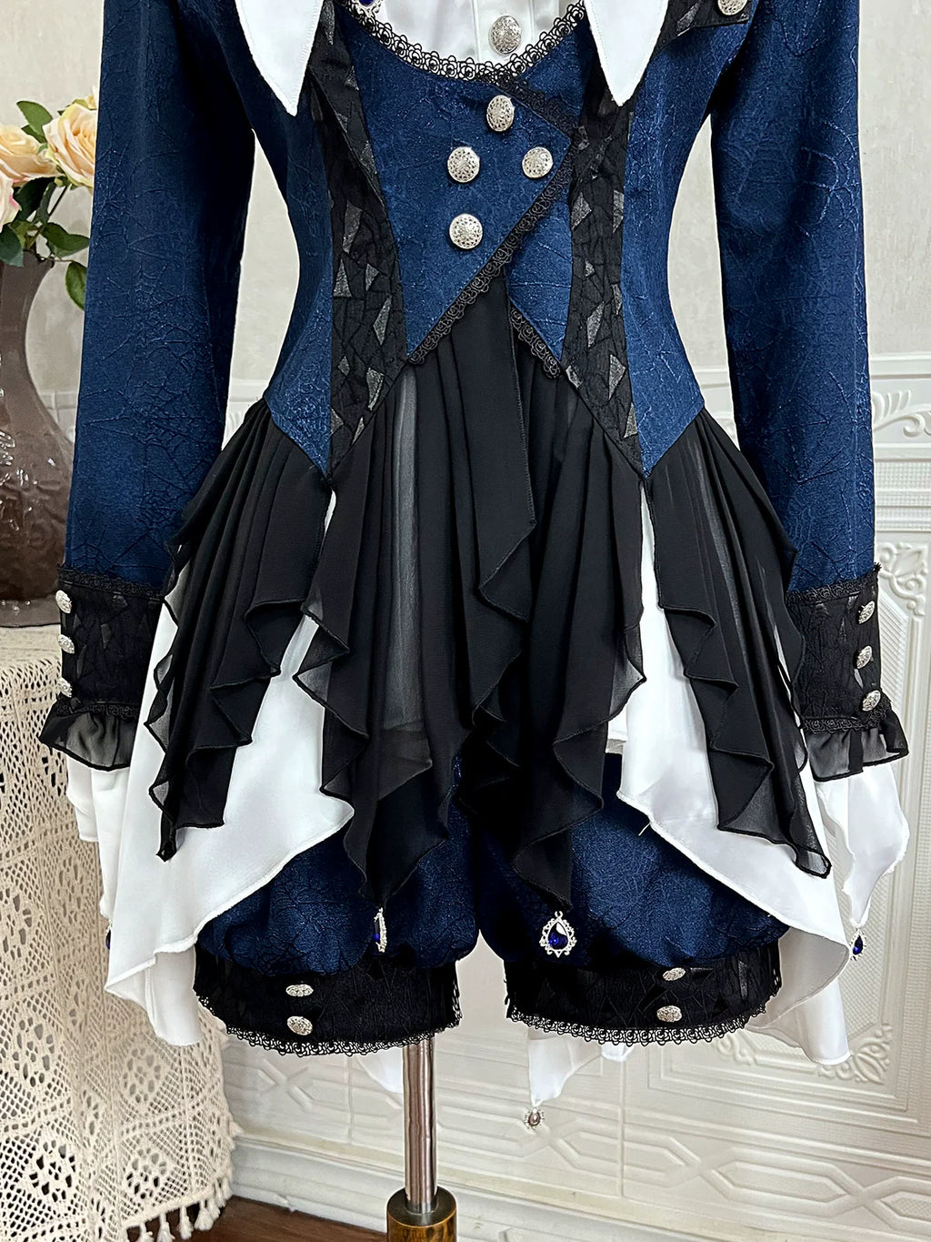 Chris' Son - Gothic Ouji Lolita Coat and Irregular Hem Dress Set - image 14