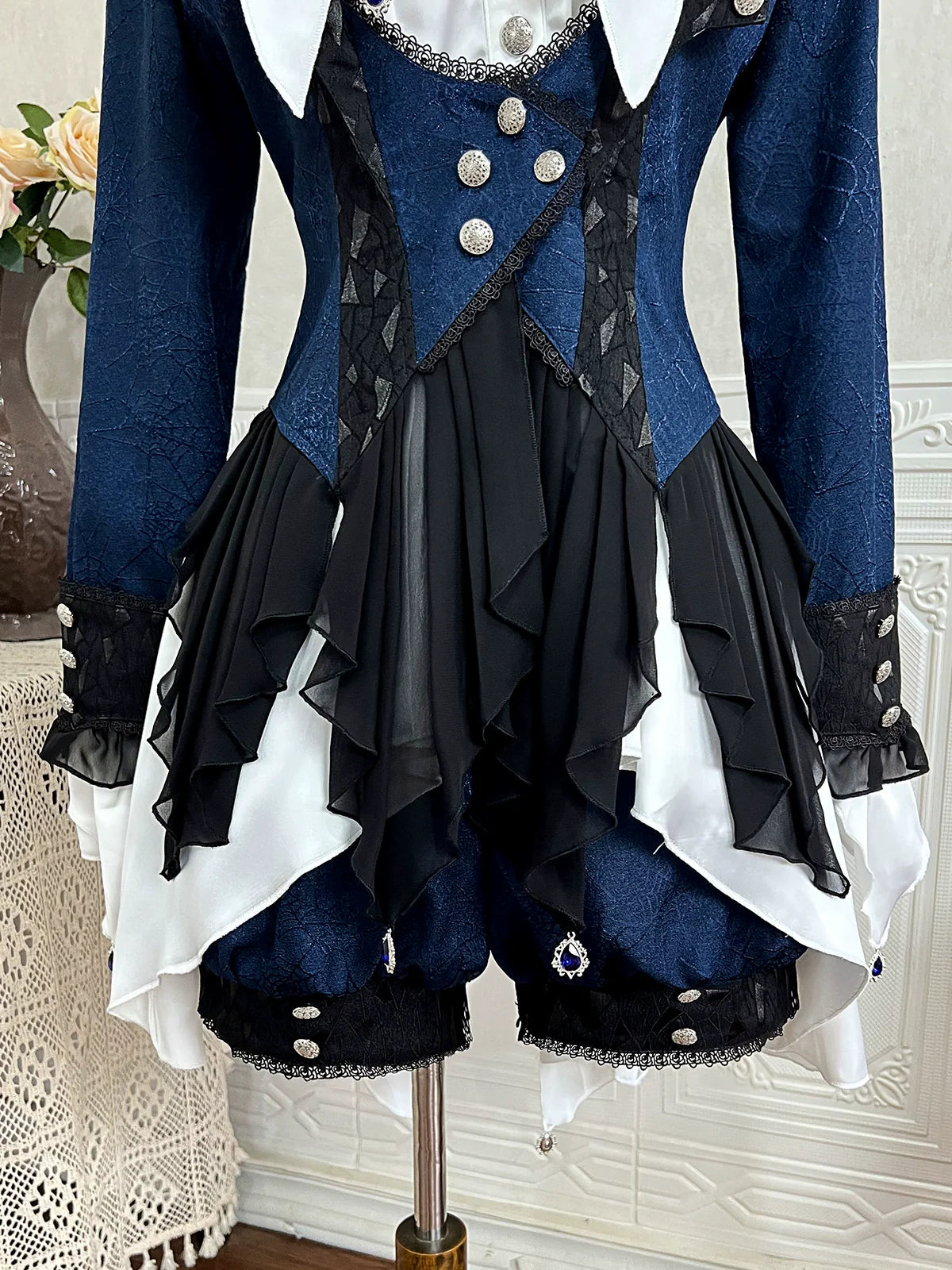 Chris' Son - Gothic Ouji Lolita Coat and Irregular Hem Dress Set - image 14