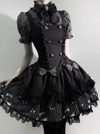 Dark Lord - Gothic Lolita Striped JSK Set, Skull Print - image 11