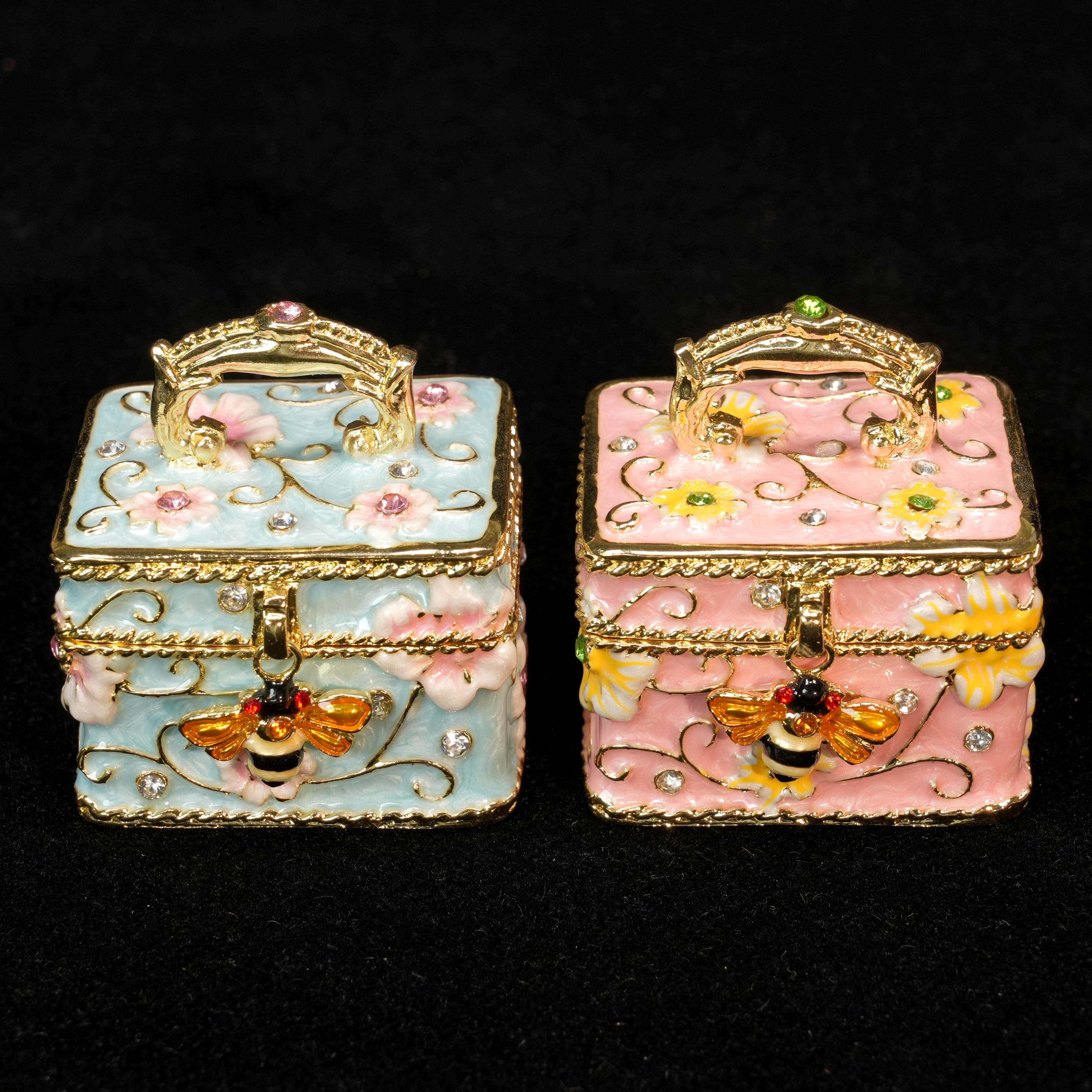 Treasure Chest Bee - Enamel Ring Jewelry Box - image 11
