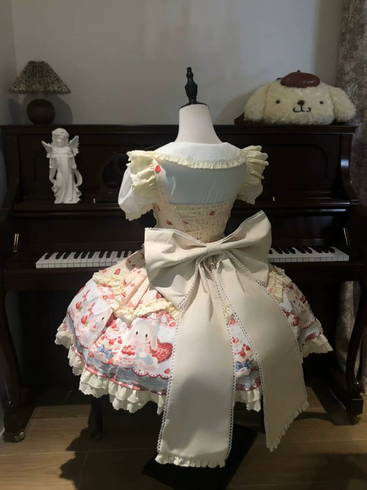 Bunny Party Sweet Lolita Printed JSK Dress with Bow Train - image 13