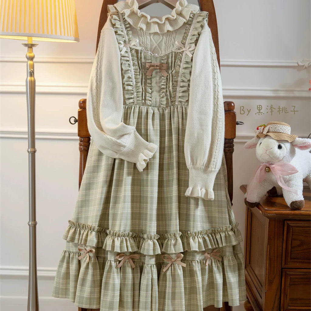 Green Fairy Tales Classic Plaid Plus Size Lolita JSK Dress - image 14