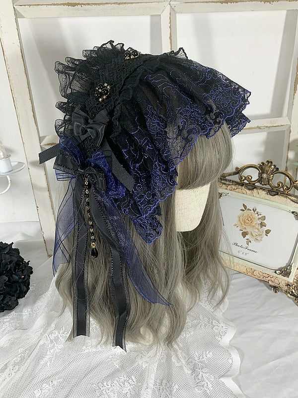 Gothic Lolita Headband Black Bow Lace Hair Accessory - image 8