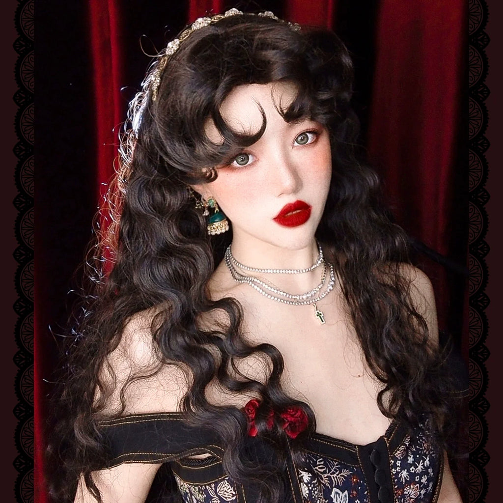 Gypsy Rose - Black Retro Lolita Curly Wigs Fluffy Sheep Curl Wigs - image 1