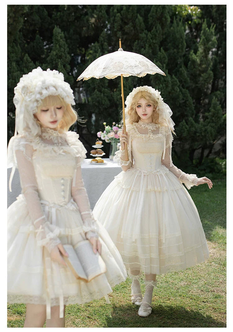 Confession Poem - Classic Lolita Corset JSK Set, Lace & Bows - image 13