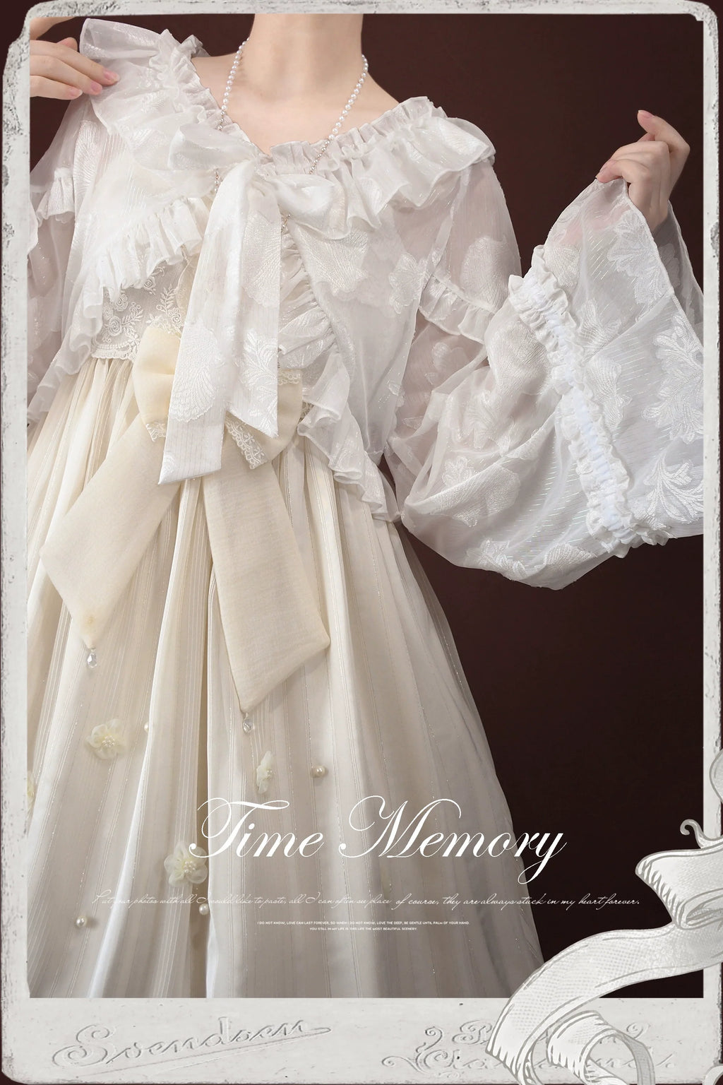 Xianbei - Sweet Lolita Chiffon Lantern Sleeve Cardigan with Bow - image 3