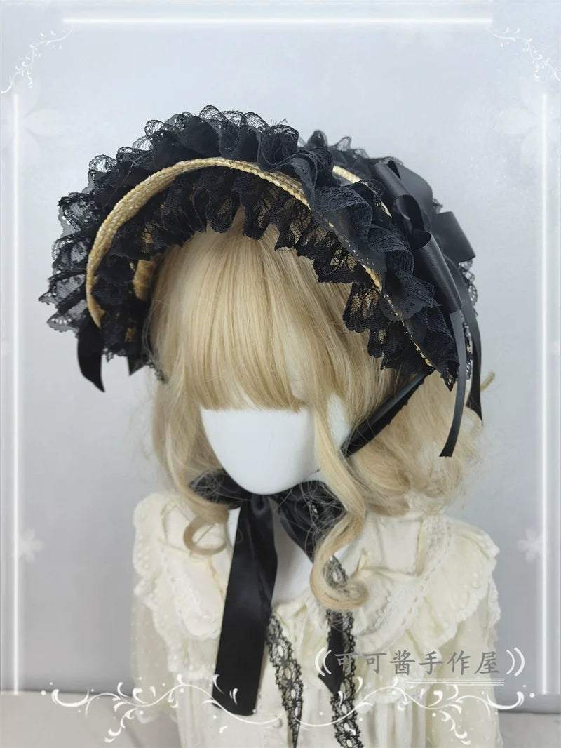 Country Lace Flower Lolita Bonnet, Multicolor - image 9