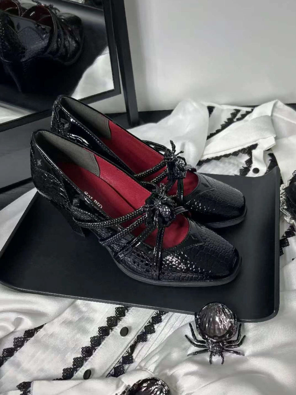 Spider Banquet - Croc Patent Gothic Lolita Heels - image 12