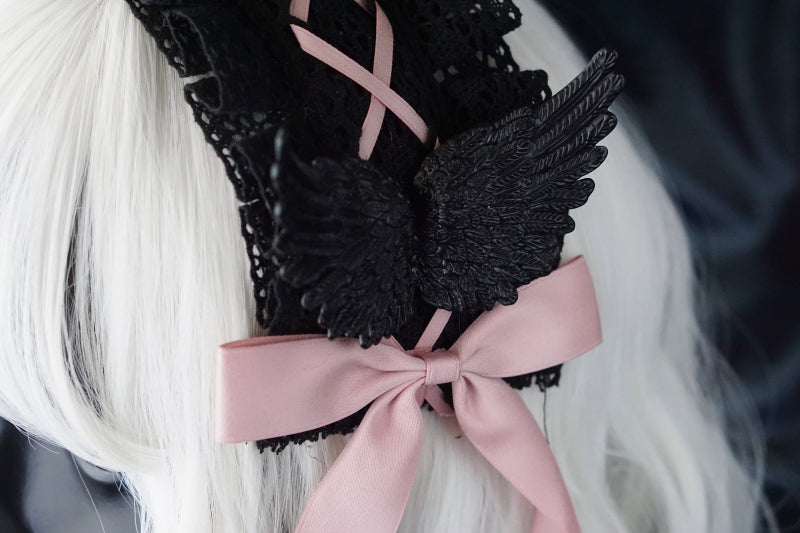 Black Wings Halloween Goth Lolita Hairband - image 23