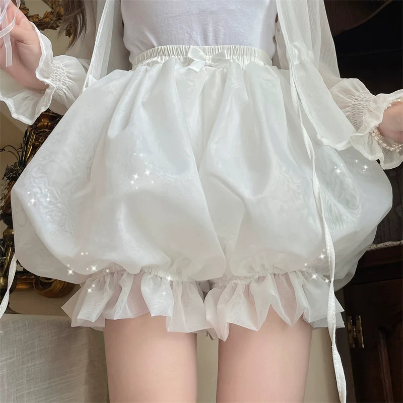 Casual Lolita Bloomers, Solid Color Organza Shorts - image 5
