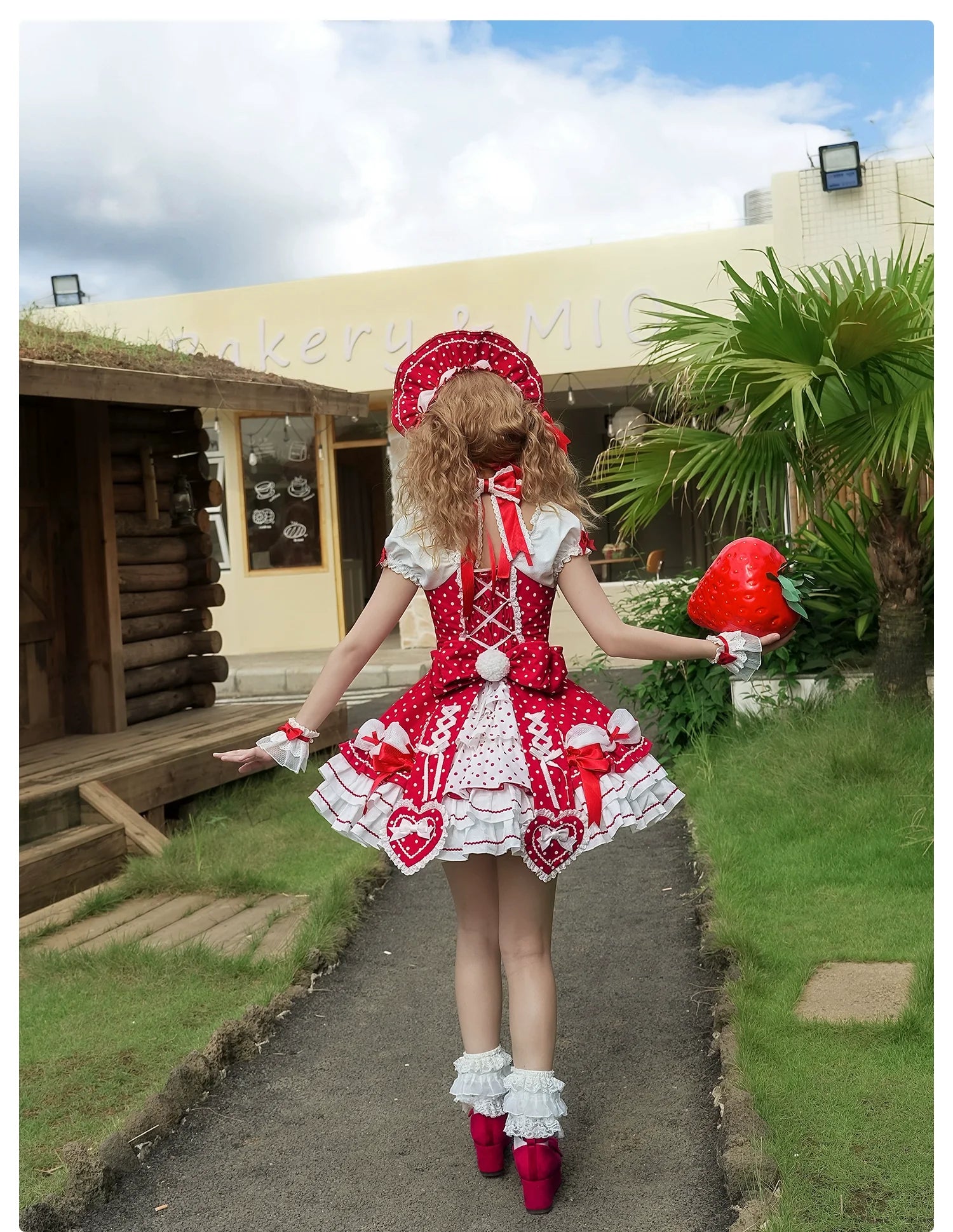 Old School Lolita Halter Neck OP Dress, Polka Dot Accent - image 20