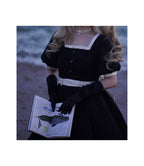 Thoughts - Vintage Black Lolita OP Dress with Square Neckline - image 39
