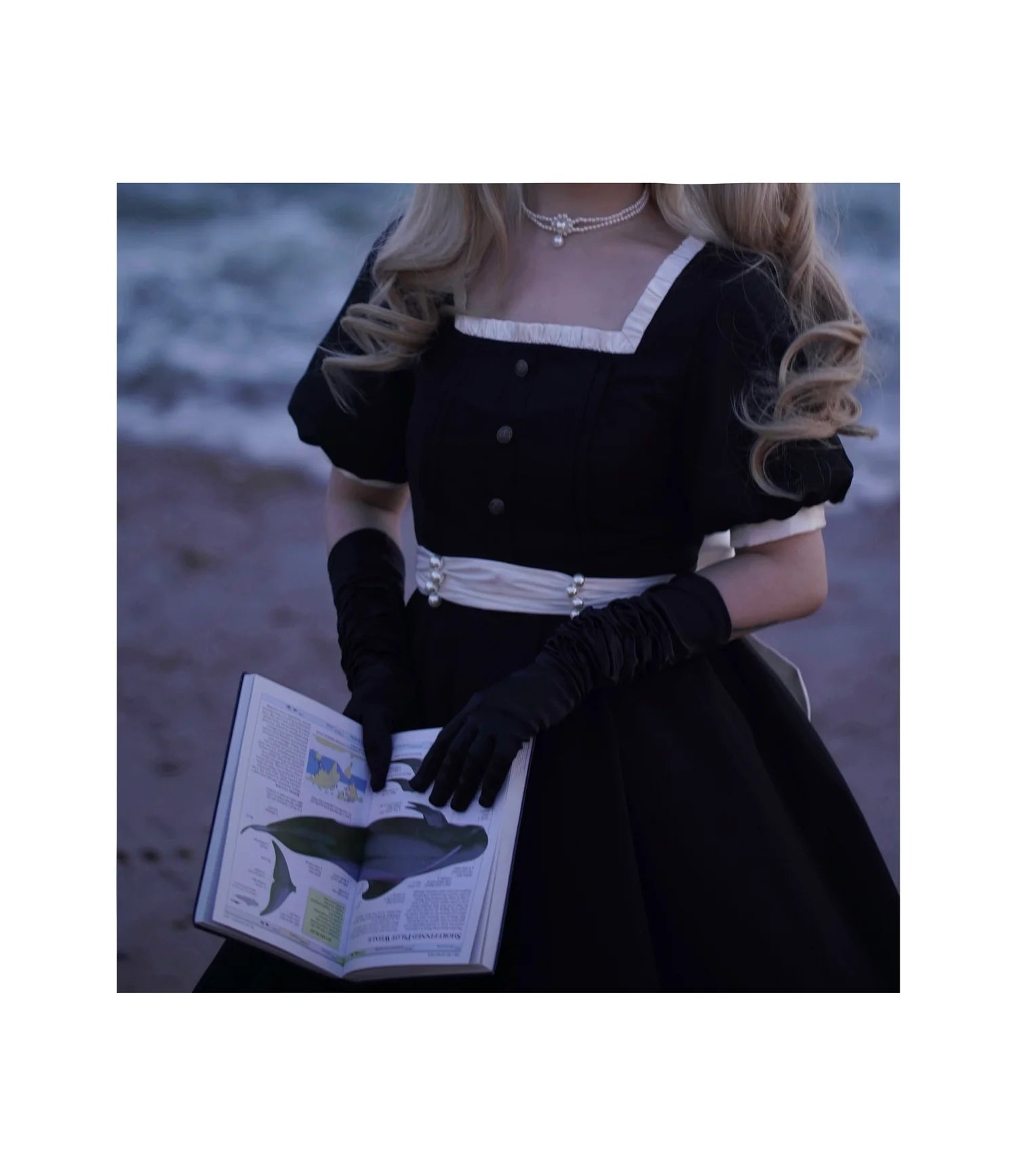 Thoughts - Vintage Black Lolita OP Dress with Square Neckline - image 39