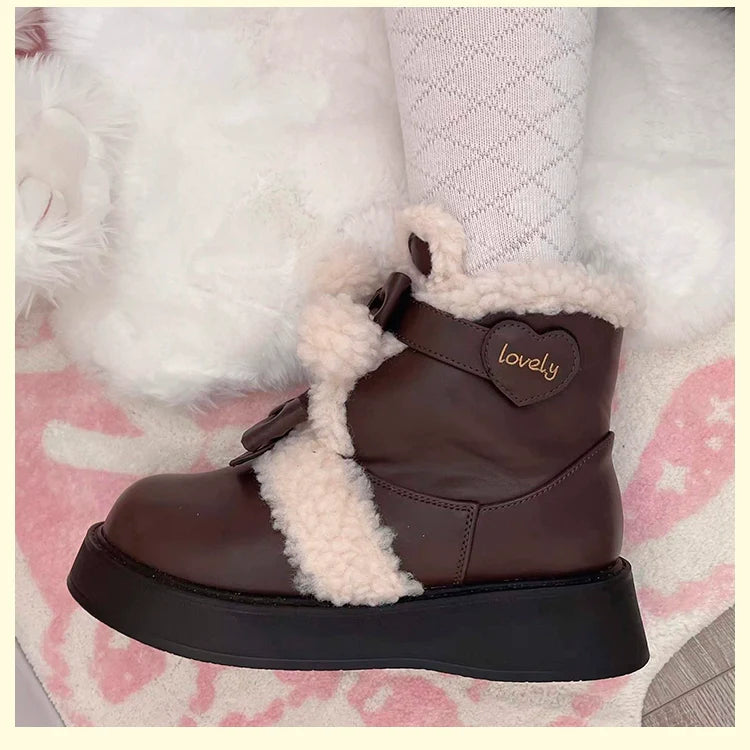Furry Bear - Winter Cute Lolita Short Snow Boots - image 20