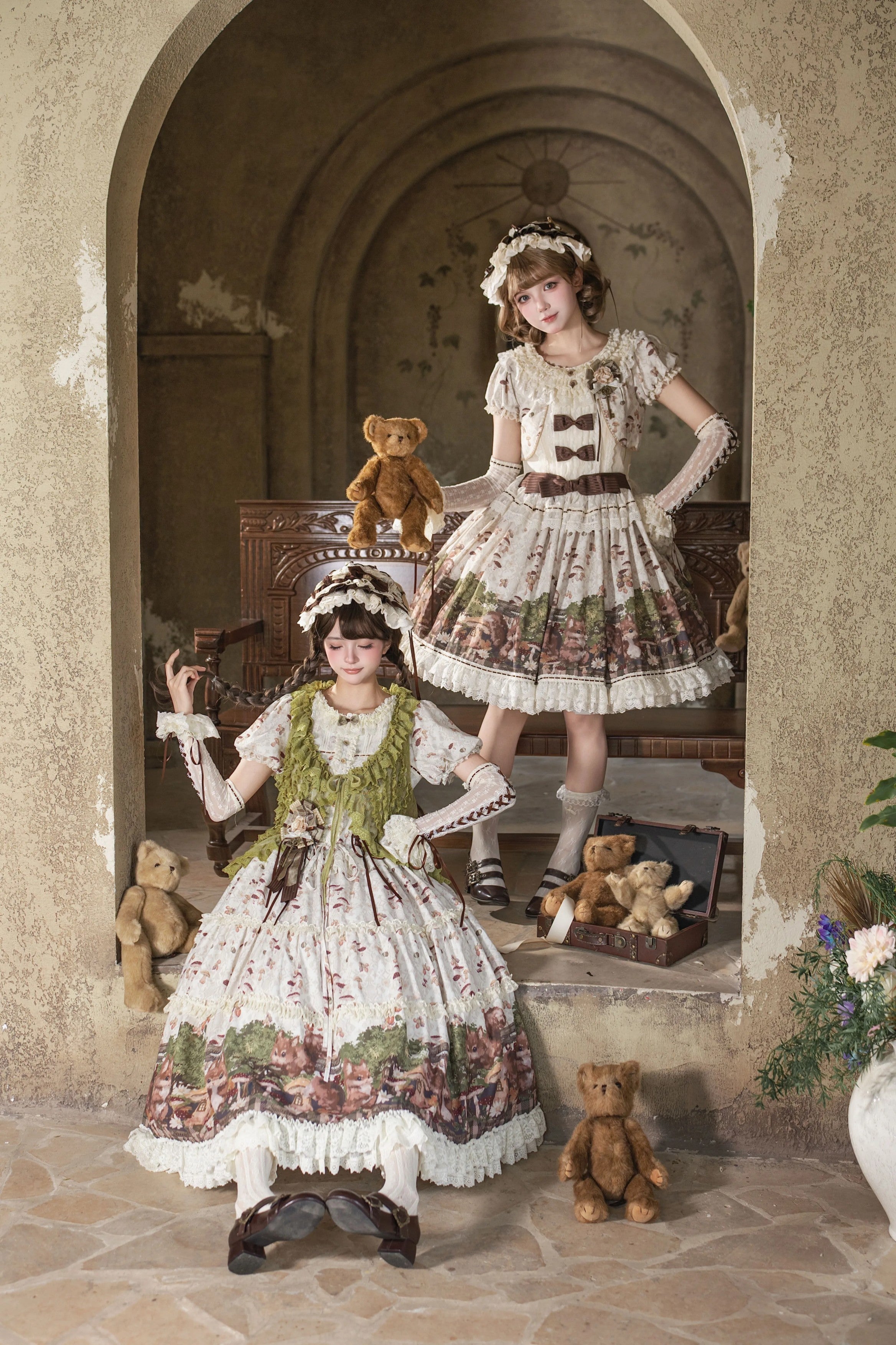 Squirrel Fairytale Cottage - Classic Lolita Long OP Dress and Accessories - image 9