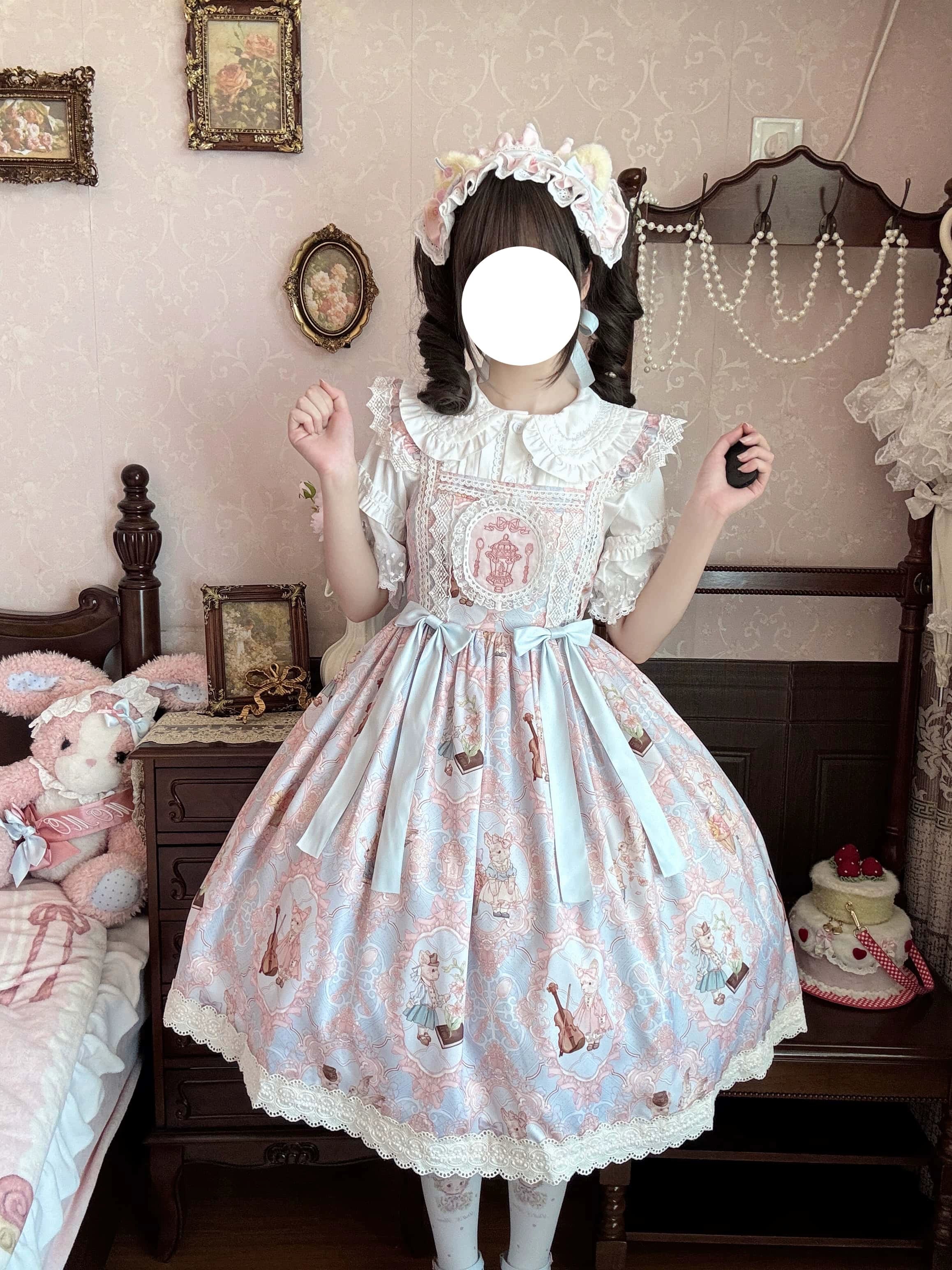 Candy Party - Printed Sweet Lolita JSK, Peter Pan Collar Shirt - image 5