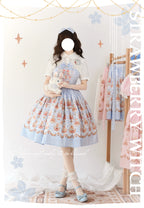 Rose Garden Bunny - Daily Lolita Rose Bunny Printing OP JSK Dress Set - image 13