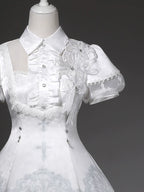 White Classic Lolita Printed OP Dress with Cross - image 12