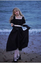 Thoughts - Vintage Black Lolita OP Dress with Square Neckline - image 17