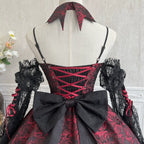 Rose Blood - Black Red Gothic Lolita JSK Jacquard Court Dress - image 18