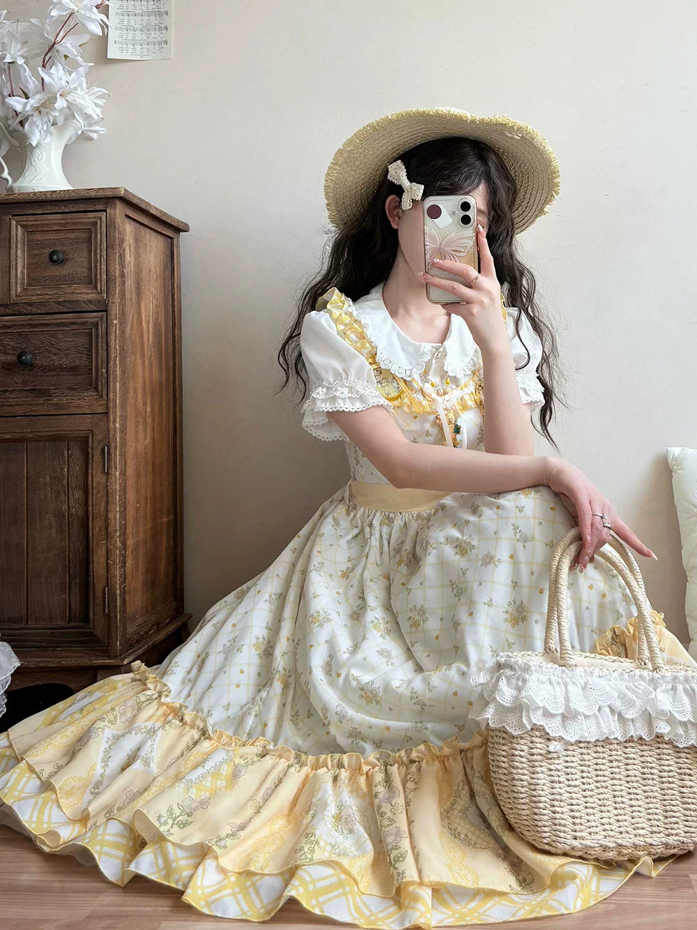 Patchwork Garden 2.0 - Classic Lolita Floral Print JSK Dress, Side Pockets - image 10