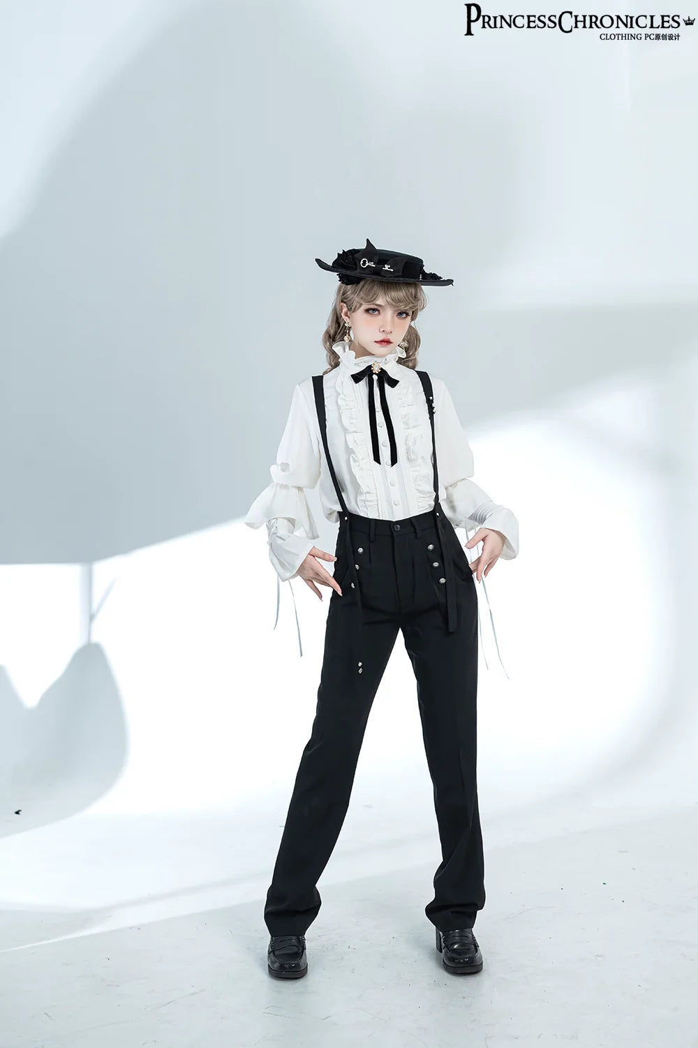 Xuan Yin - Vintage Ouji Lolita White Shirt & Black Pants - image 3