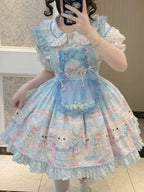 Meow Pompom - Sweet Lolita Salopette Dress Suit, Cat Print - image 3