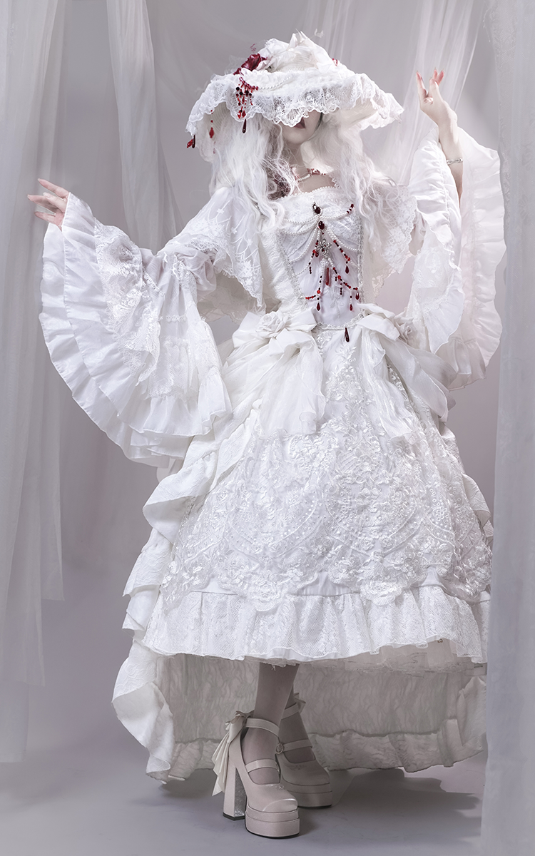 Floating Dream Lily - Elegant Lolita High Heel Shoes, Detachable Bow - image 39