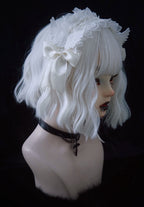 White Lace Angel Wing Gothic Lolita Hairband - image 3
