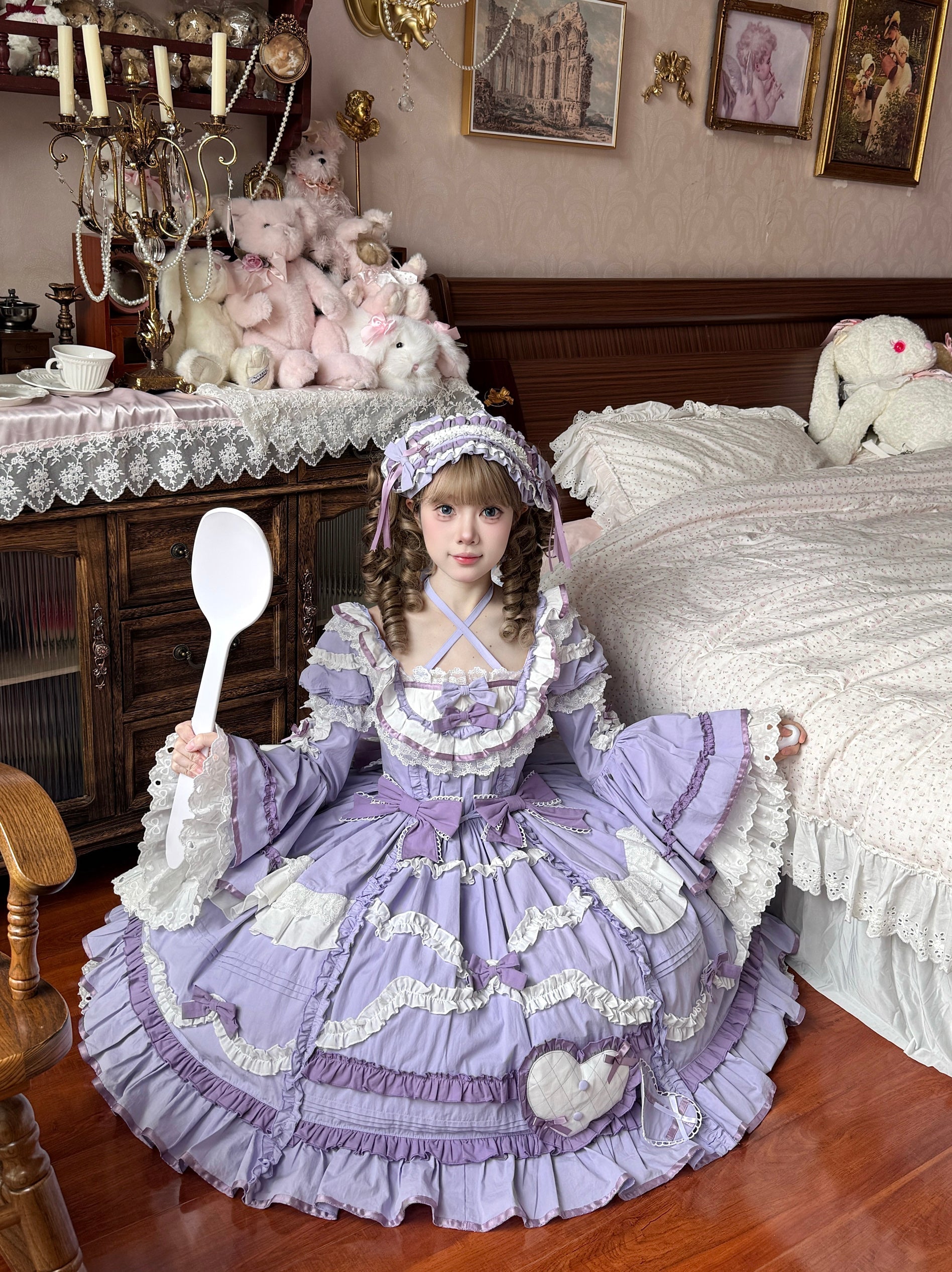 Audelia - Plus Size Sweet Lolita OP with Halter Neckline and Accessories - image 10