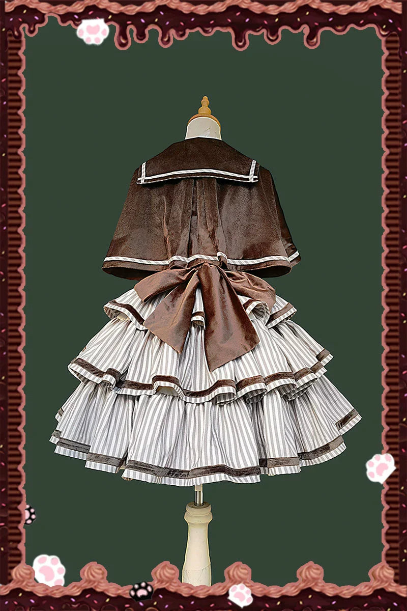 From Afar - Vintage Striped Peppy-Style Lolita JSK & Cape - image 12
