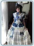 Antique Naval Bear - Striped Classic Lolita Sailor Collar OP, Bear Embroidery - image 17
