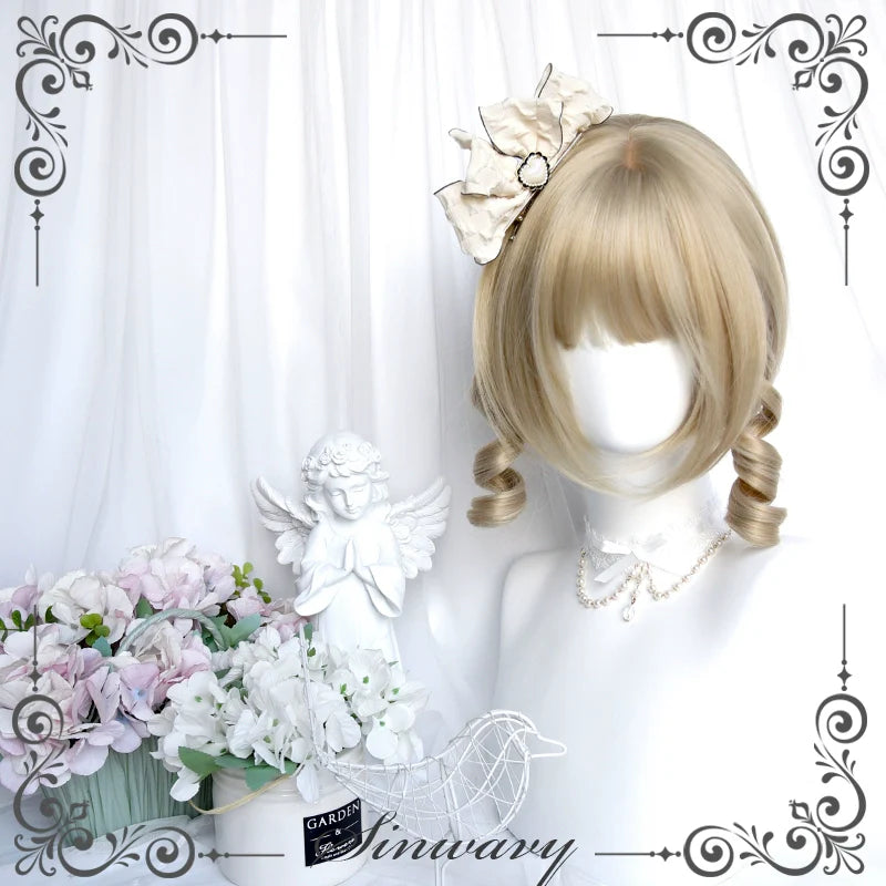 Retro Lolita Wigs Beige Gold Roman Roll Wig - image 5