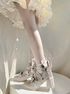 Muse Kiss - Elegant Lolita Shoes Lace-up Bow Heels Round Toe - image 32