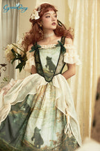 Cyan - Morning of Pine Forest - Elegant Lolita Bear Print Skirt - image 1