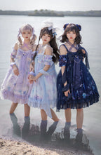 Coral Jellyfish - Sweet Lolita High-waist JSK Dress, Jellyfish & Coral Print and Accessories - image 1
