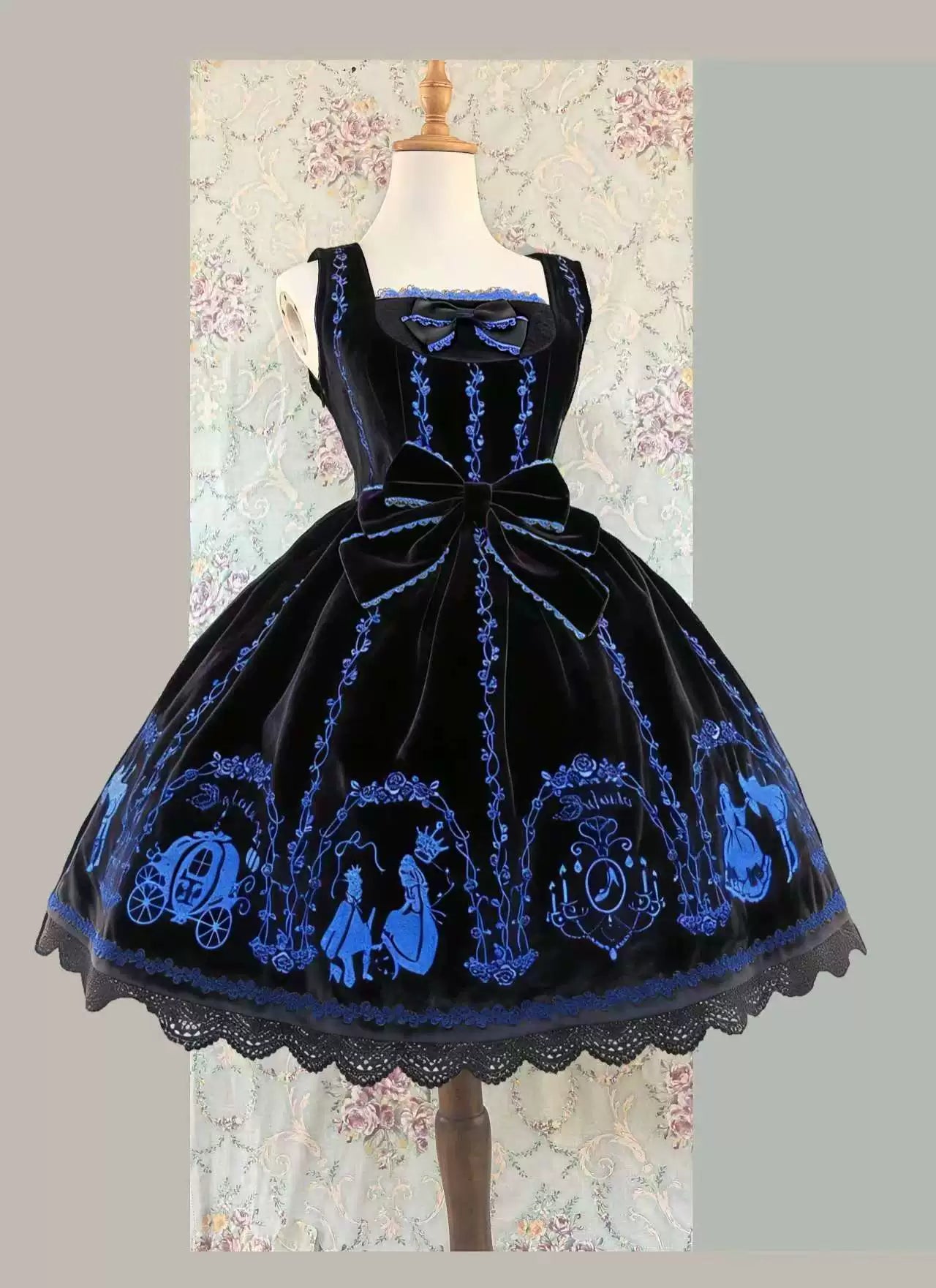 Cinderella Velvet Classic Lolita JSK Dress with Princess Embroidery - image 5