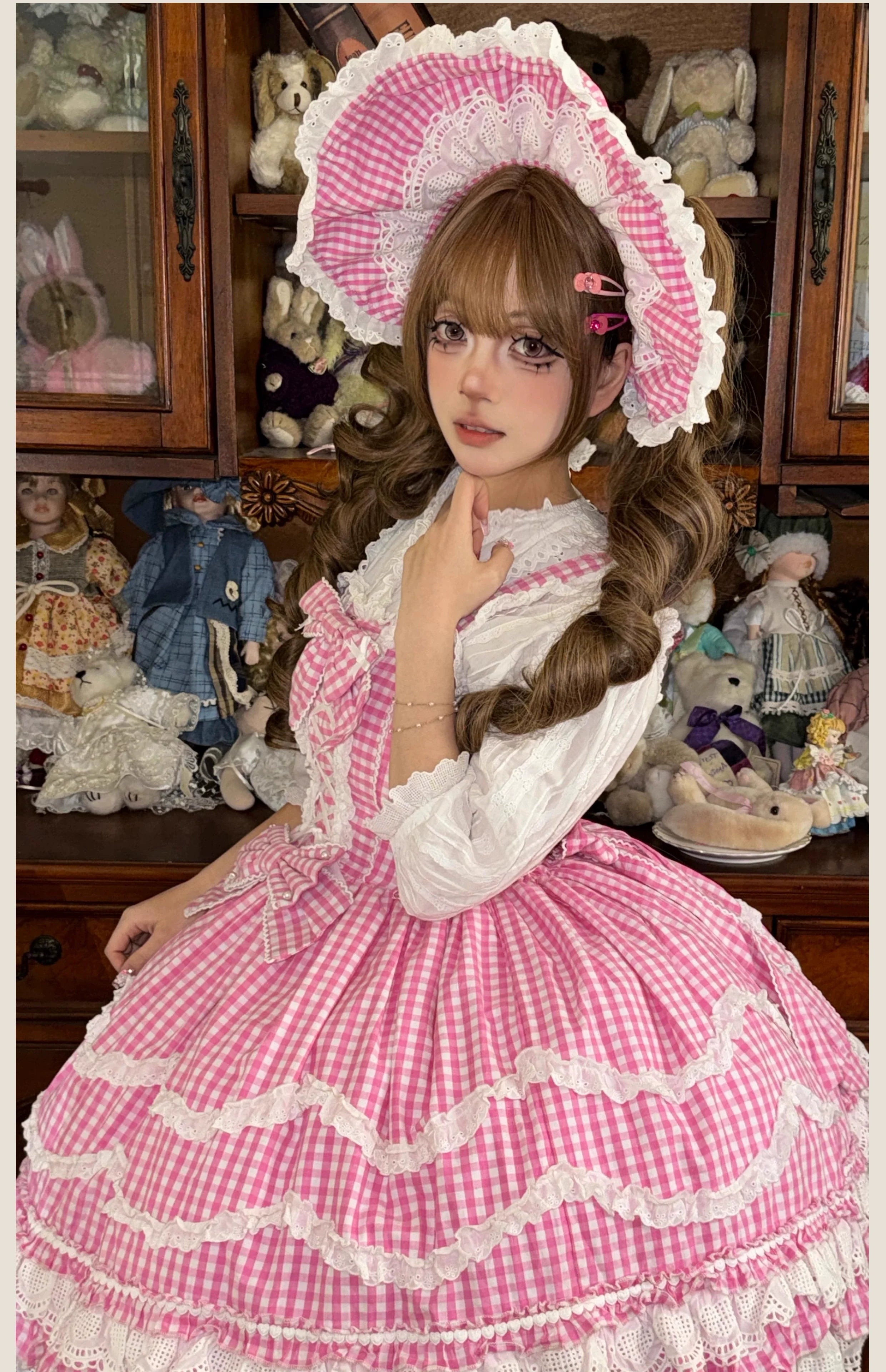 Plaid Baileys - Pink Plaid Old School Lolita JSK Dress - image 22