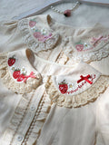 Sweet Lolita Jacquard Blouse, Strawberry Embroidery Collar - image 4