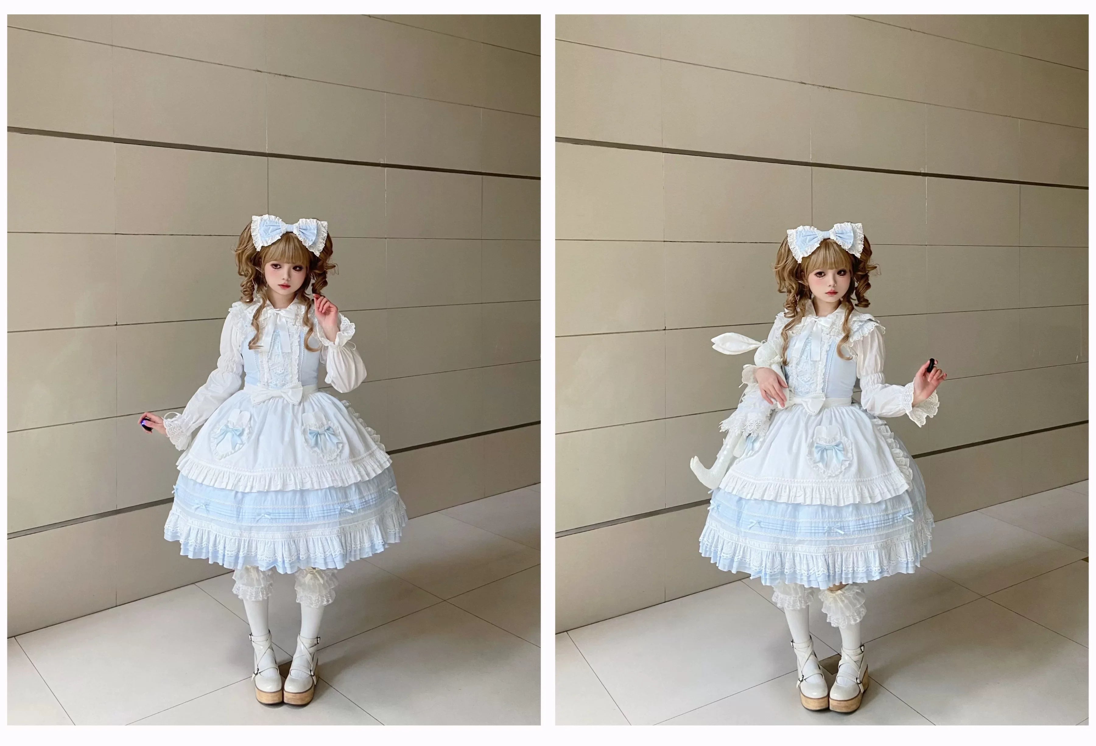 Little Bunny Bakery - Old School Lolita Cotton JSK Dress, Bunny-ear Heart Apron and Accessories - image 14