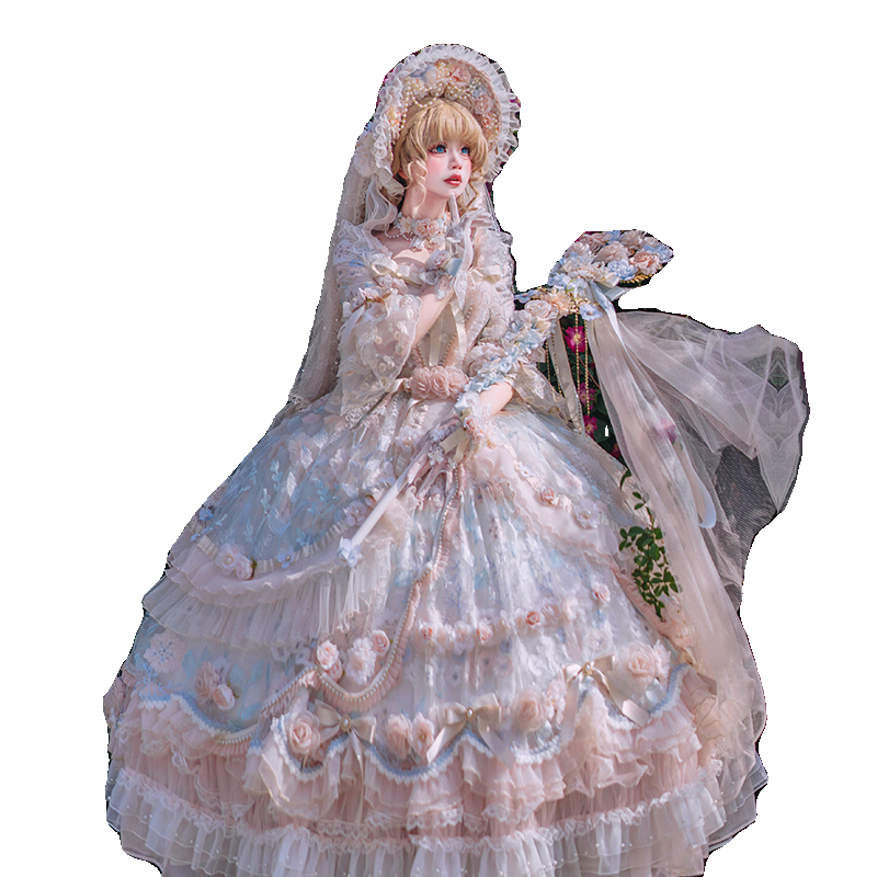 Rose Banquet Wedding Lolita OP Dress, Chiffon Tea Party Style - image 10