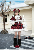Snow Night Serenade - Fluffy Plaid Kawaii Lolita JSK, Reversible Cape and Accessories - image 7